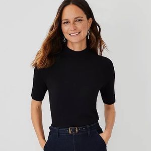 Ann Taylor Mock Neck Sweater Tee